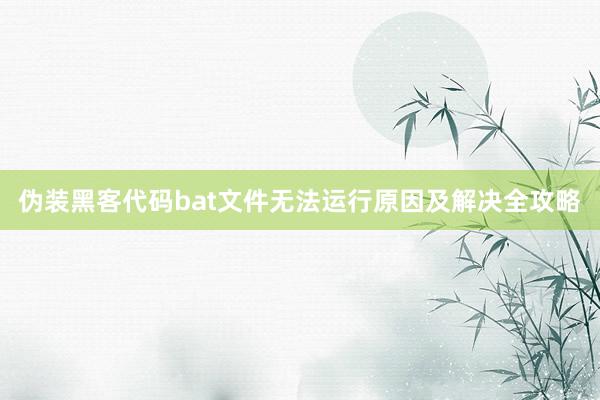 伪装黑客代码bat文件无法运行原因及解决全攻略