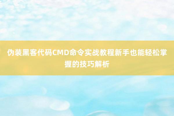 伪装黑客代码CMD命令实战教程新手也能轻松掌握的技巧解析