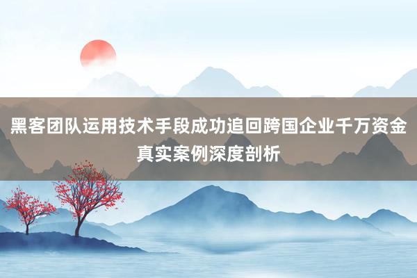 黑客团队运用技术手段成功追回跨国企业千万资金真实案例深度剖析