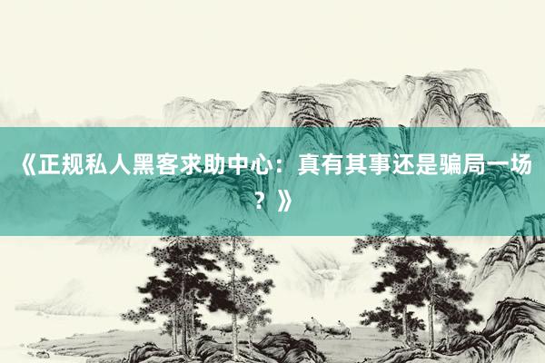 《正规私人黑客求助中心：真有其事还是骗局一场？》